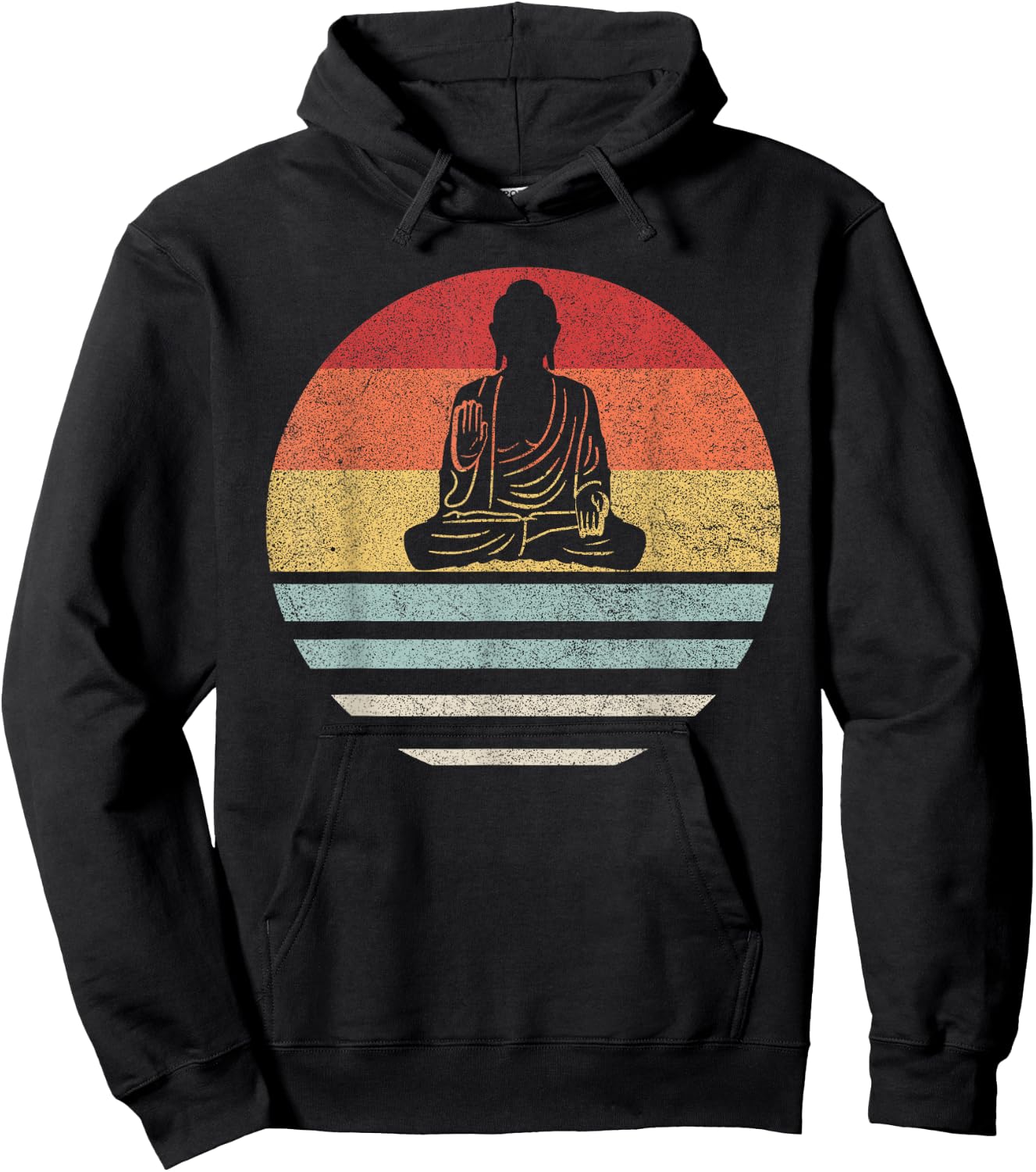 Vintage Retro Buddha Ying and Yang Zen Yoga Hoodie - Hoodie | Black