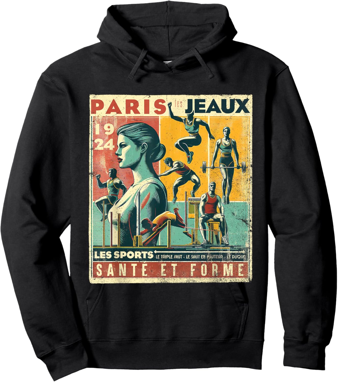 Paris Vintage The Games 1924 Health And Fitness Hoodie - Hoodie | Black