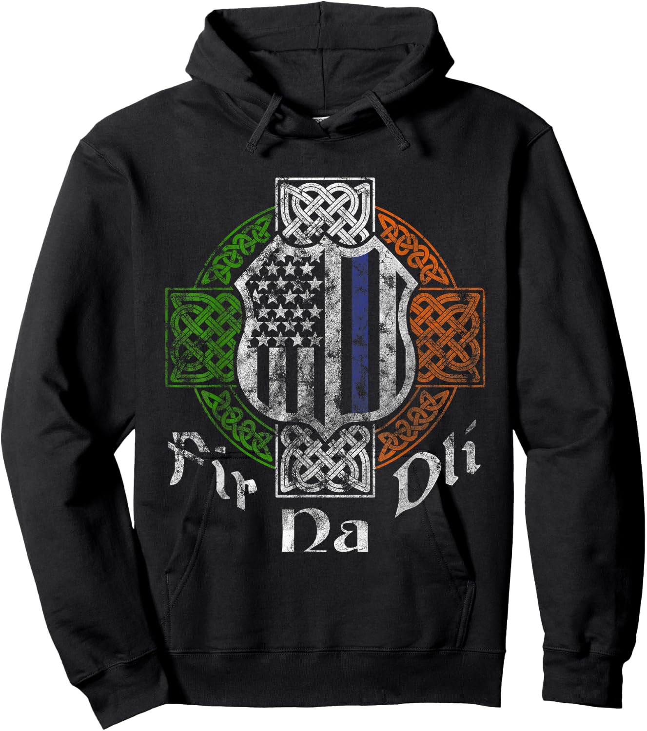 Thin Blue Line Shirt Fir Na Dli Celtic Cross Irish Police Hoodie - Hoodie | Black