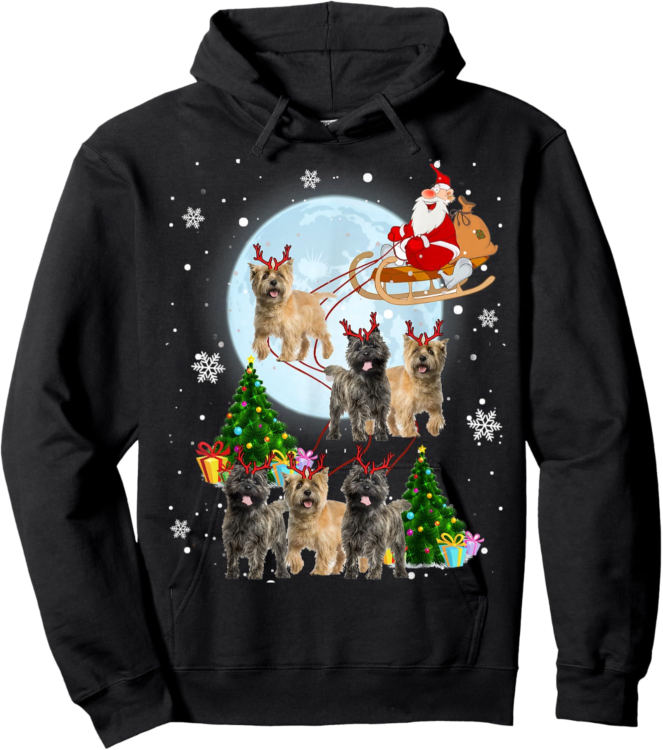 Cairn Terrier Reindeer Christmas Cairn Terrier Lover Gifts Hoodie - Hoodie | Black