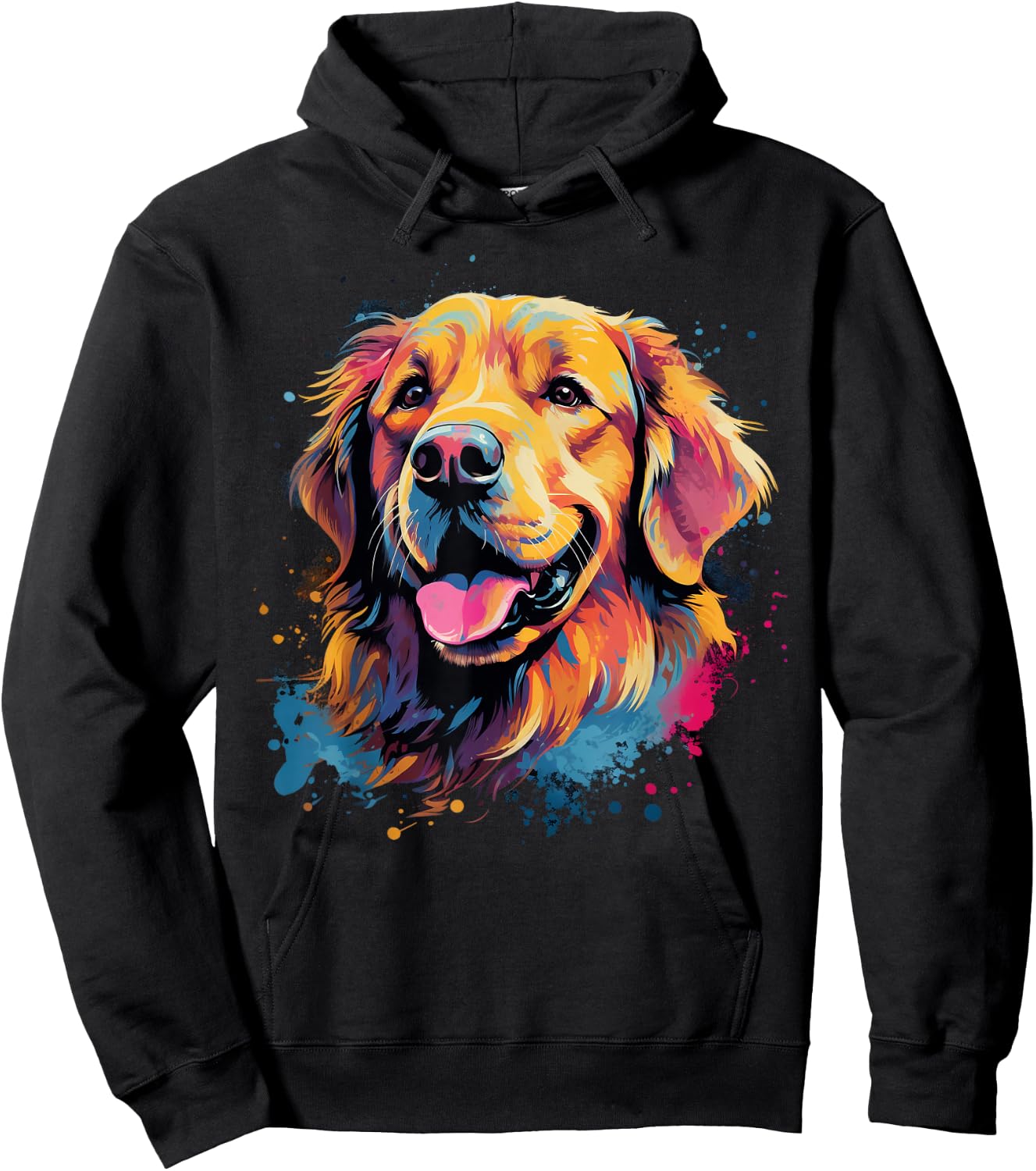 Colorful Golden Retriever Dog Hoodie - Hoodie | Black