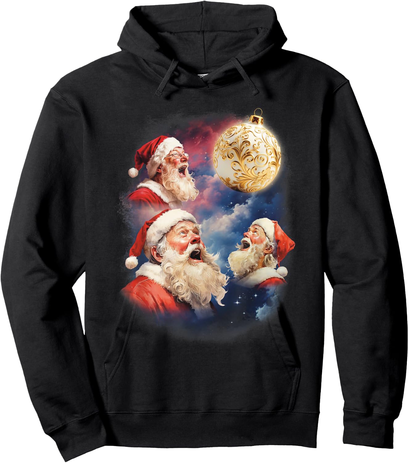 Weird Christmas Santas Howling At Moon Meme Weird Festive Hoodie - Hoodie | Black