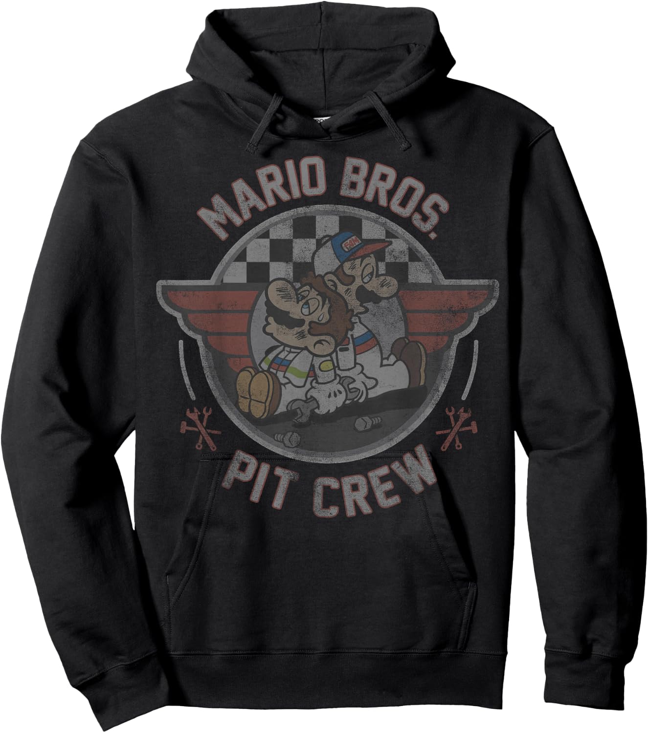 Mario Kart Mario & Luigi Mario Bros. Pit Crew Fade Hoodie - Hoodie | Black