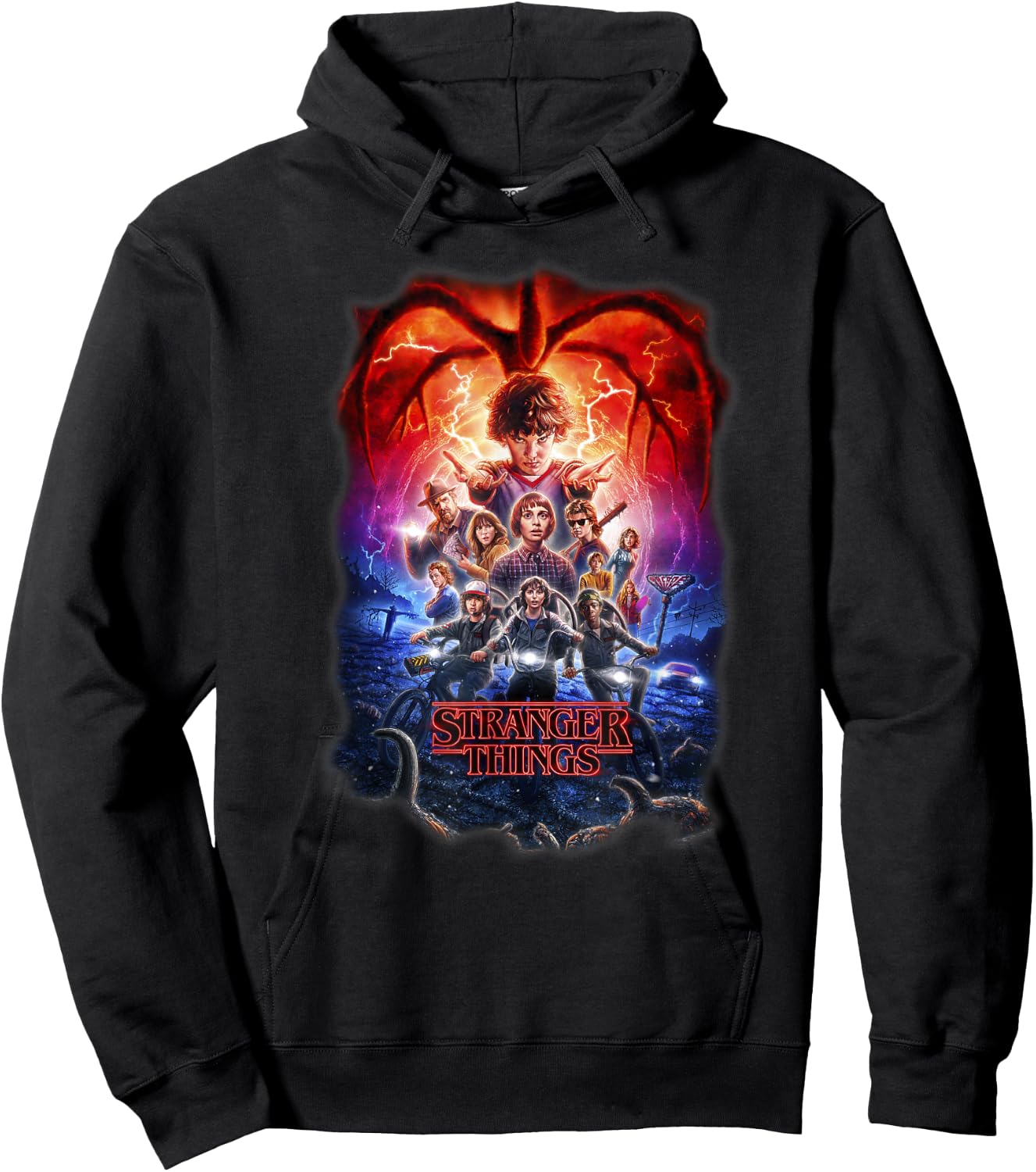 Stranger Things Group Shot Poster Fade Hoodie - Hoodie | Black