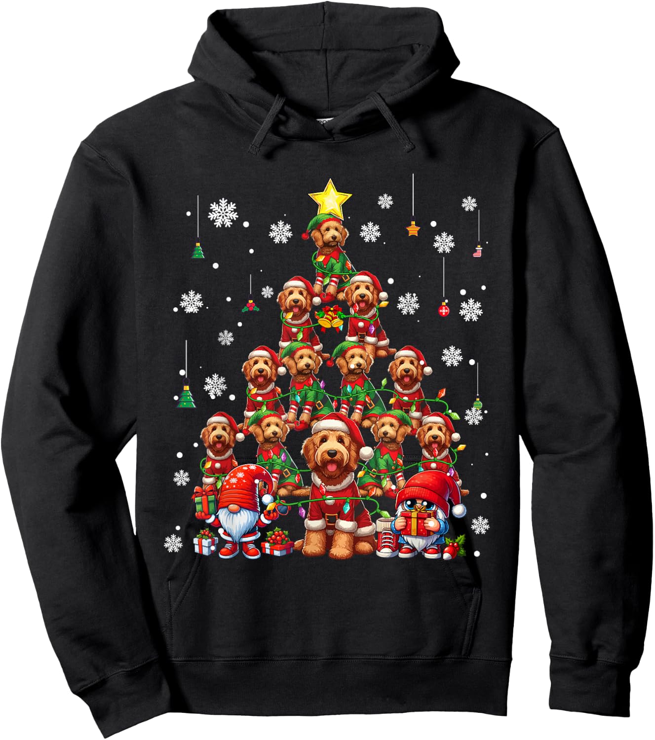 Squad Xmas Labradoodles Cosplay Santa Elf Christmas Tree Hoodie - Hoodie | Black