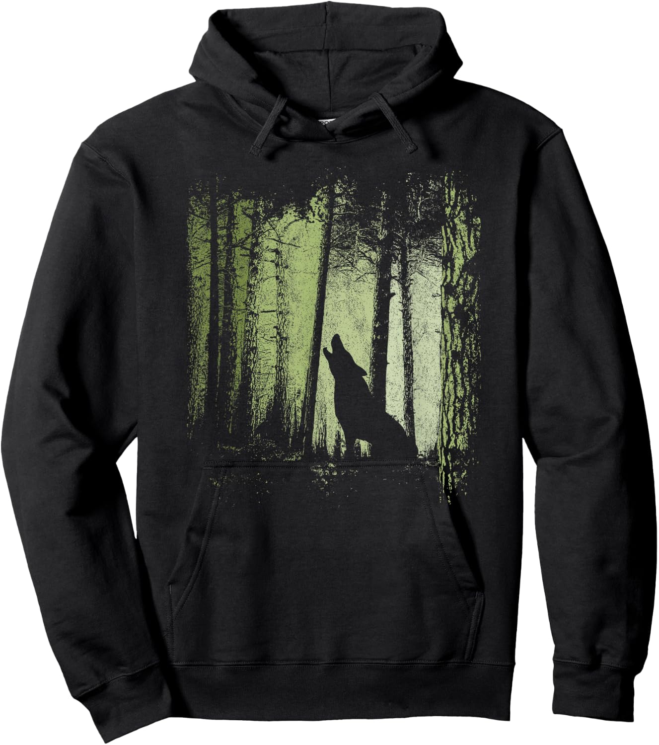 Twilight Forest Romantic Howling Wolf Silhouette Hoodie - Hoodie | Black