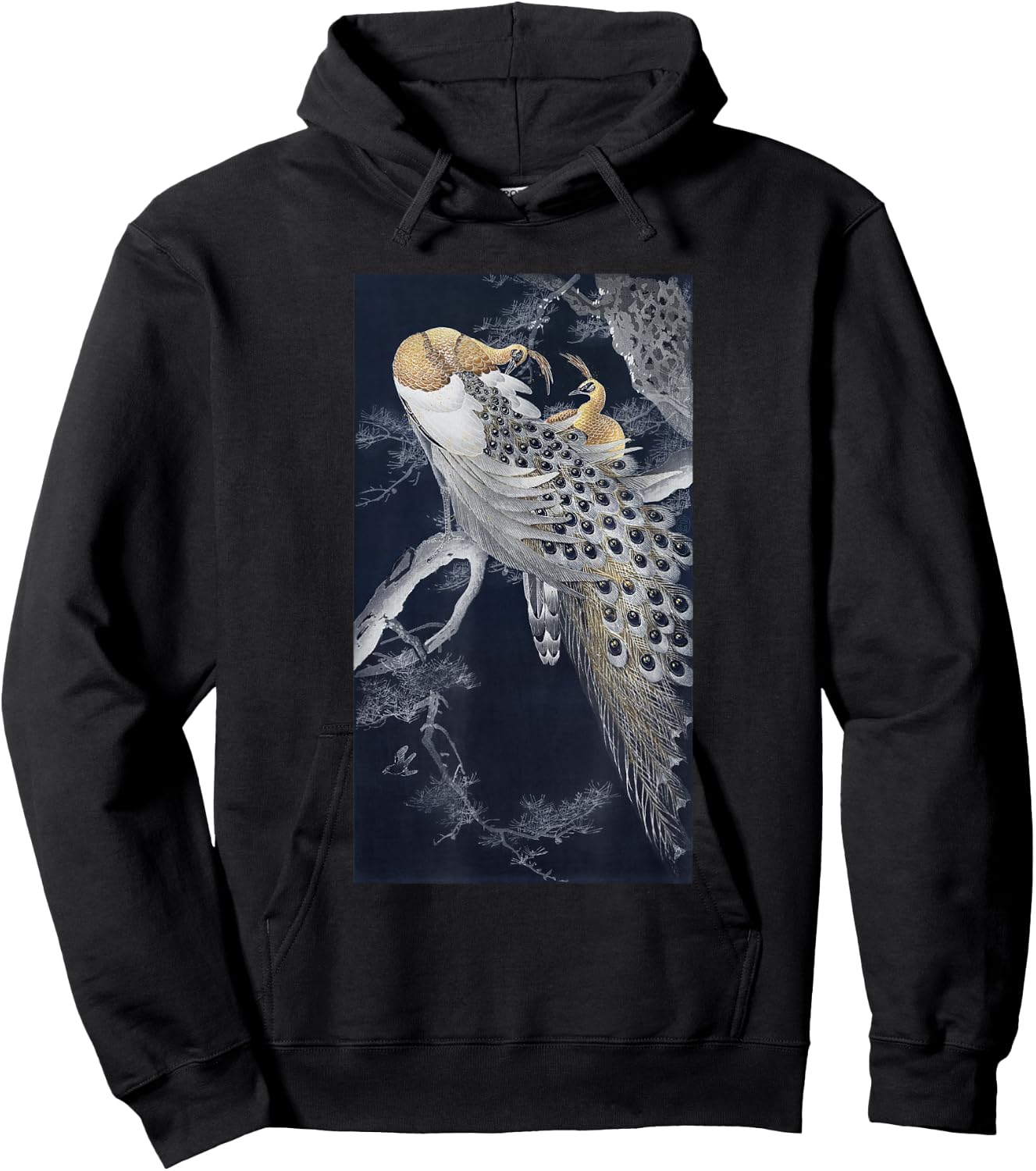 Vintage Japanese Art Two Peacocks in a Tree by Ohara Koson Hoodie - Hoodie | Black