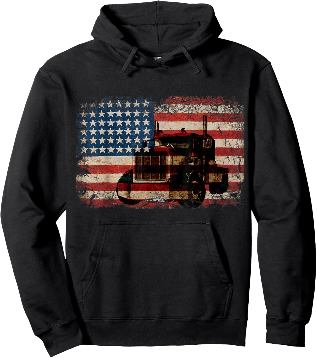 Truck Driver American Flag Trucker Gift Semi Truck Hoodie - Hoodie | Black