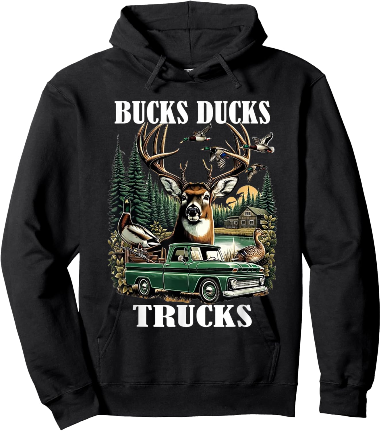 Ducks Bucks Trucks Hunter Hoodie - Hoodie | Black
