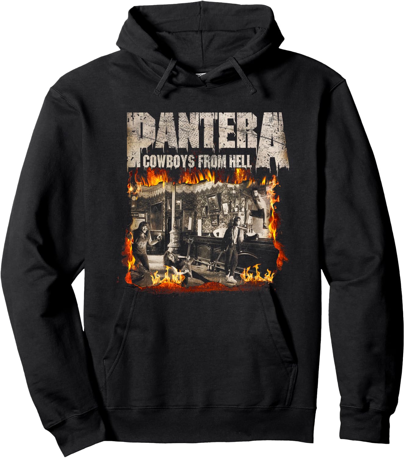 Pantera Official Vintage Flames Hoodie - Hoodie | Black