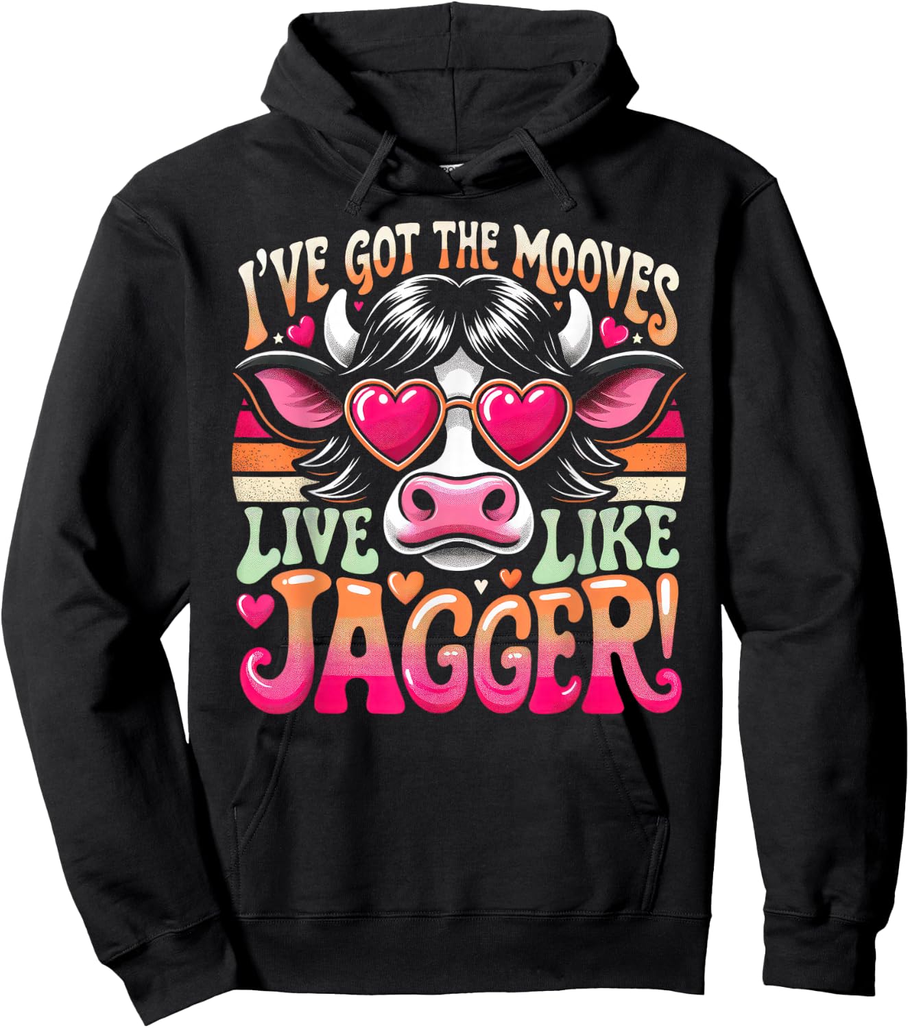 Cow Humor I've Got the Moves Funny Cow Like Jagger Hoodie - Hoodie | Black