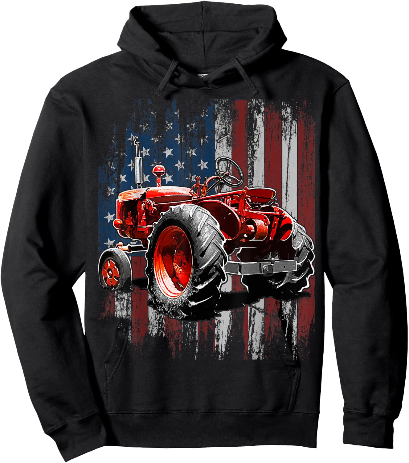 Patriotic Tractor American Flag Tractor Farmer Farm Gift Men Small Hoodie - Hoodie | Black