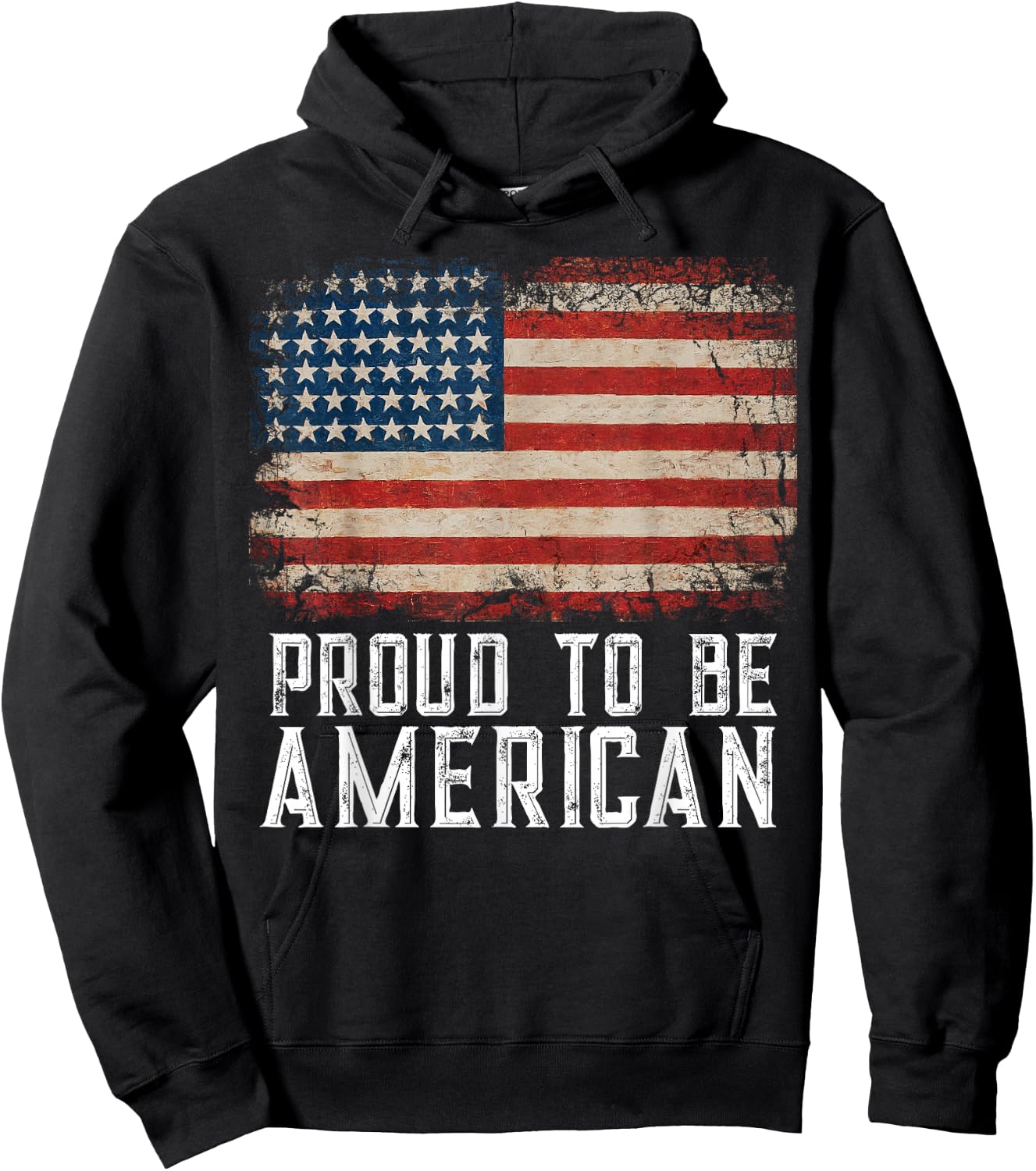 Patriotic USA Flag Proud to Be American Citizen Veteran Hoodie - Hoodie | Black
