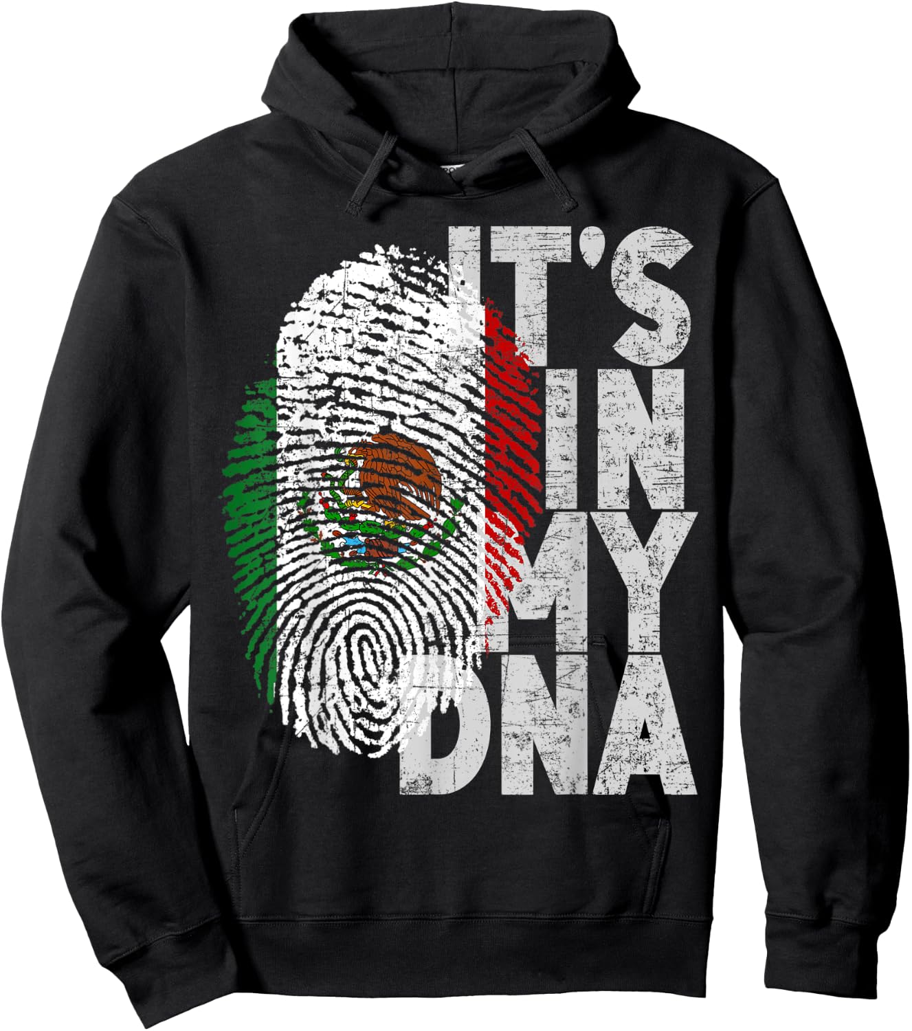 Mexico Mexican It's In My DNA Hispanic Flag Fingerprint Hoodie - Hoodie | Black