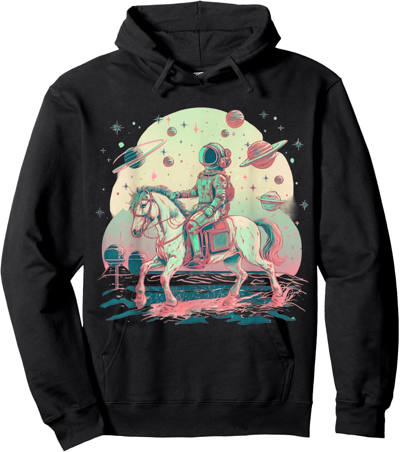 Astronaut Cowboy Riding a Horse in Space Hoodie - Hoodie | Black