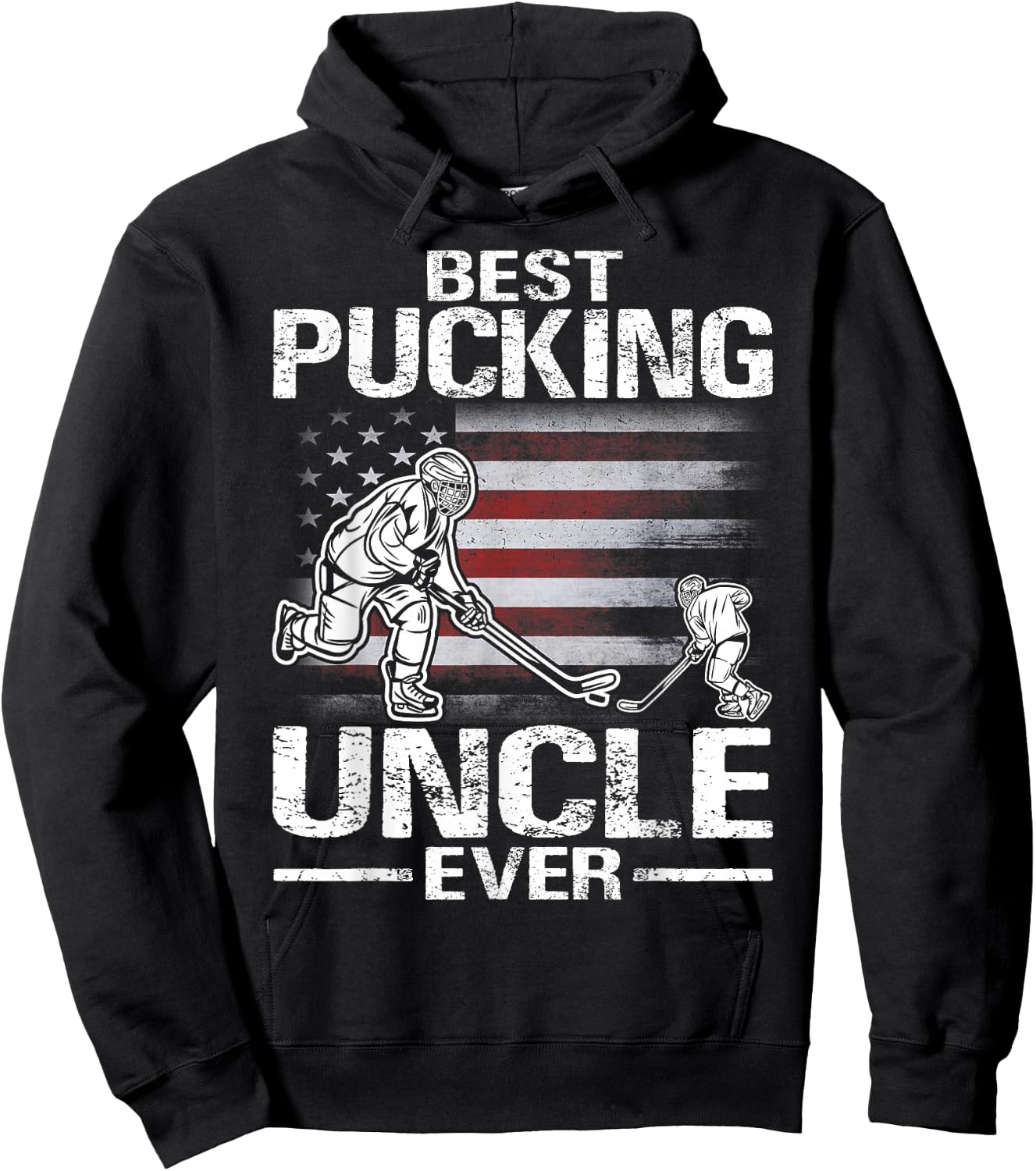 Best Pucking Uncle Ever Hockey Father's Day Gift Hoodie - Hoodie | Black