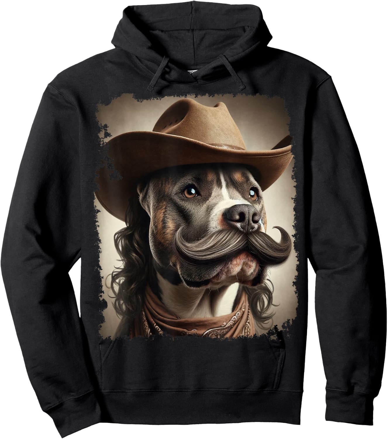 Cowboy Pitbull Funny Dog Meme Hoodie - Hoodie | Black