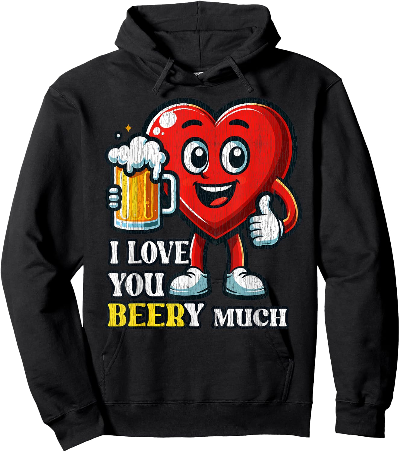 I Love You Beery Much Valentines Beer Funny Heart Men Women Hoodie - Hoodie | Black