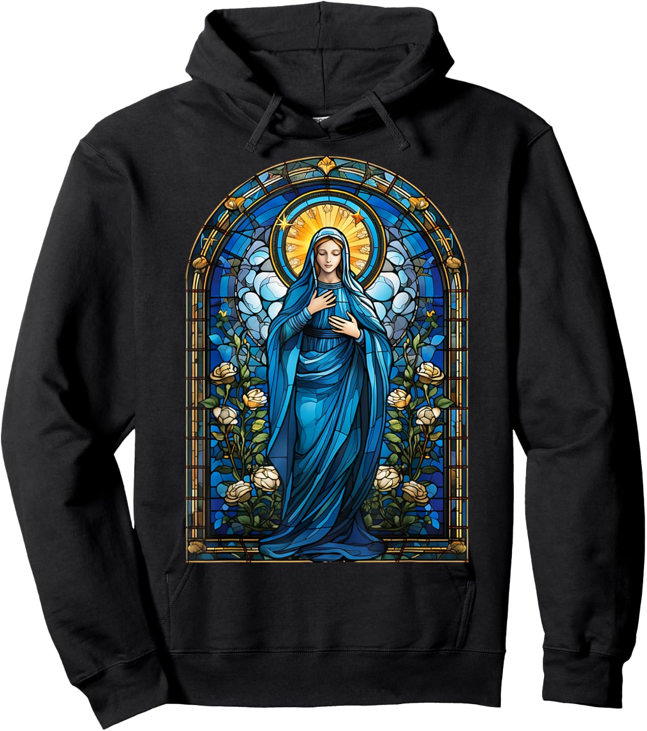 Blessed Virgin Mary Stained Glass Hoodie - Hoodie | Black
