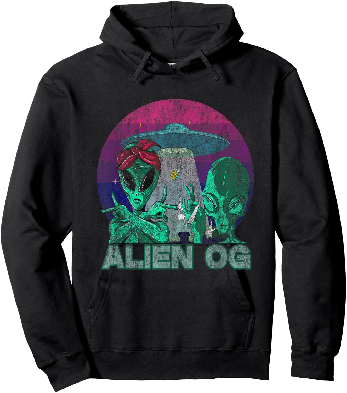 Alien OG Cannabis Weed Strain Stoner Design Hoodie - Hoodie | Black