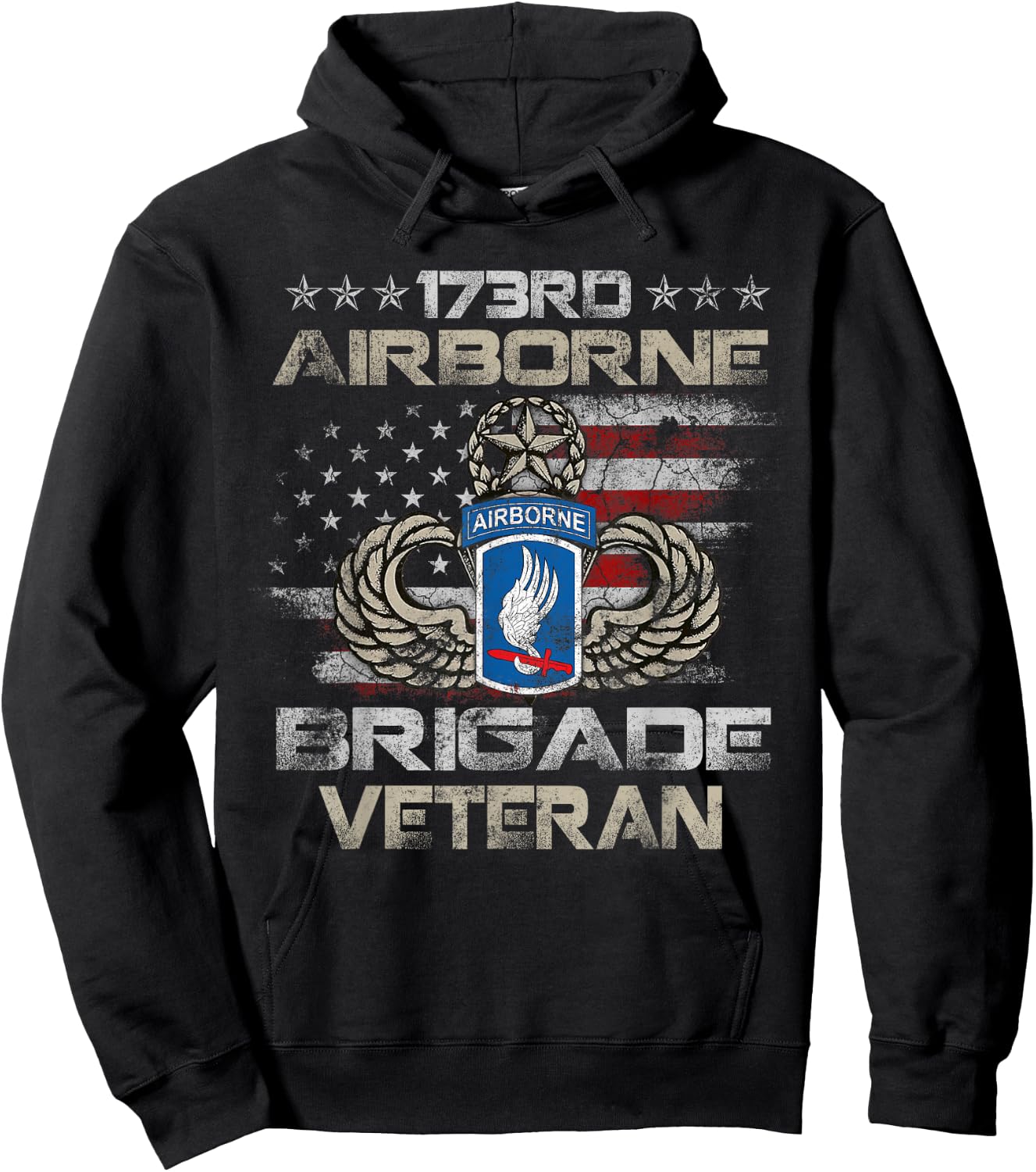 173rd Airborne Brigade Veteran Flag US Airborne Paratrooper Hoodie - Hoodie | Black