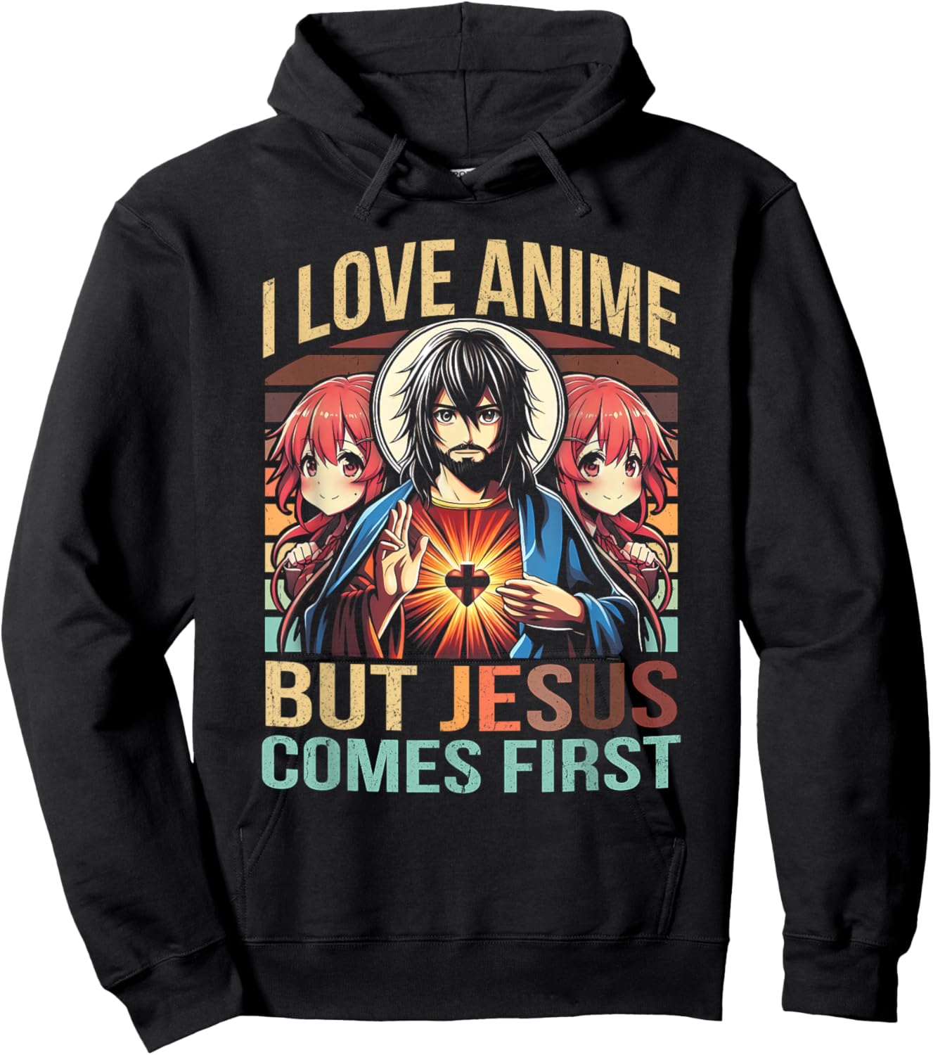 I Love Anime But Jesus Comes First Anime Japanese Anime Fan Hoodie - Hoodie | Black