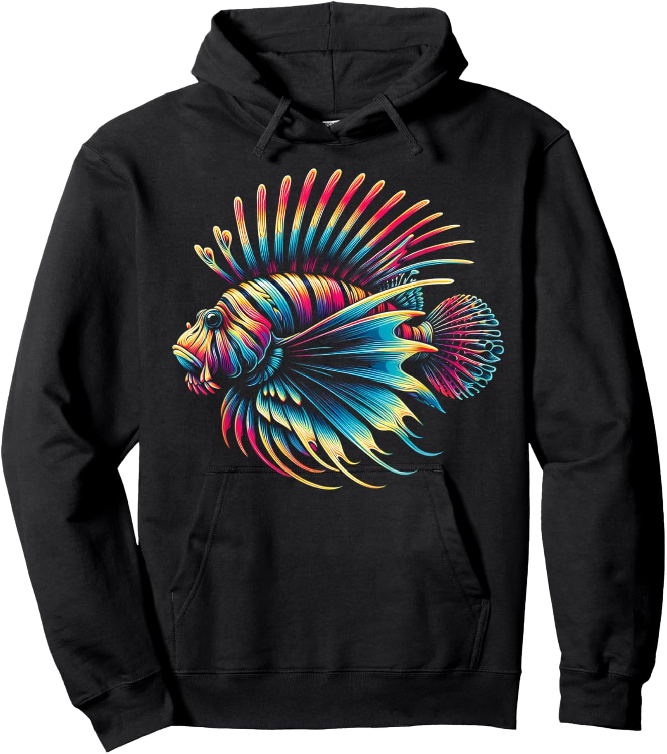Lionfish Watercolor Art Lion Fish Lover Hoodie - Hoodie | Black