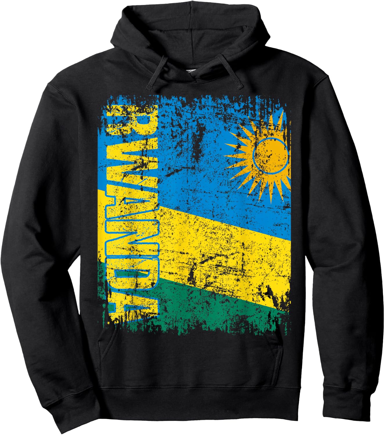 RWANDA Flag Vintage Distressed RWANDA Hoodie - Hoodie | Black