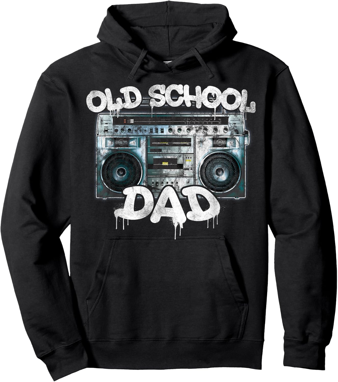 Old School Dad, Throwback 80s 90s Boombox Graffiti Hoodie - Hoodie | Black