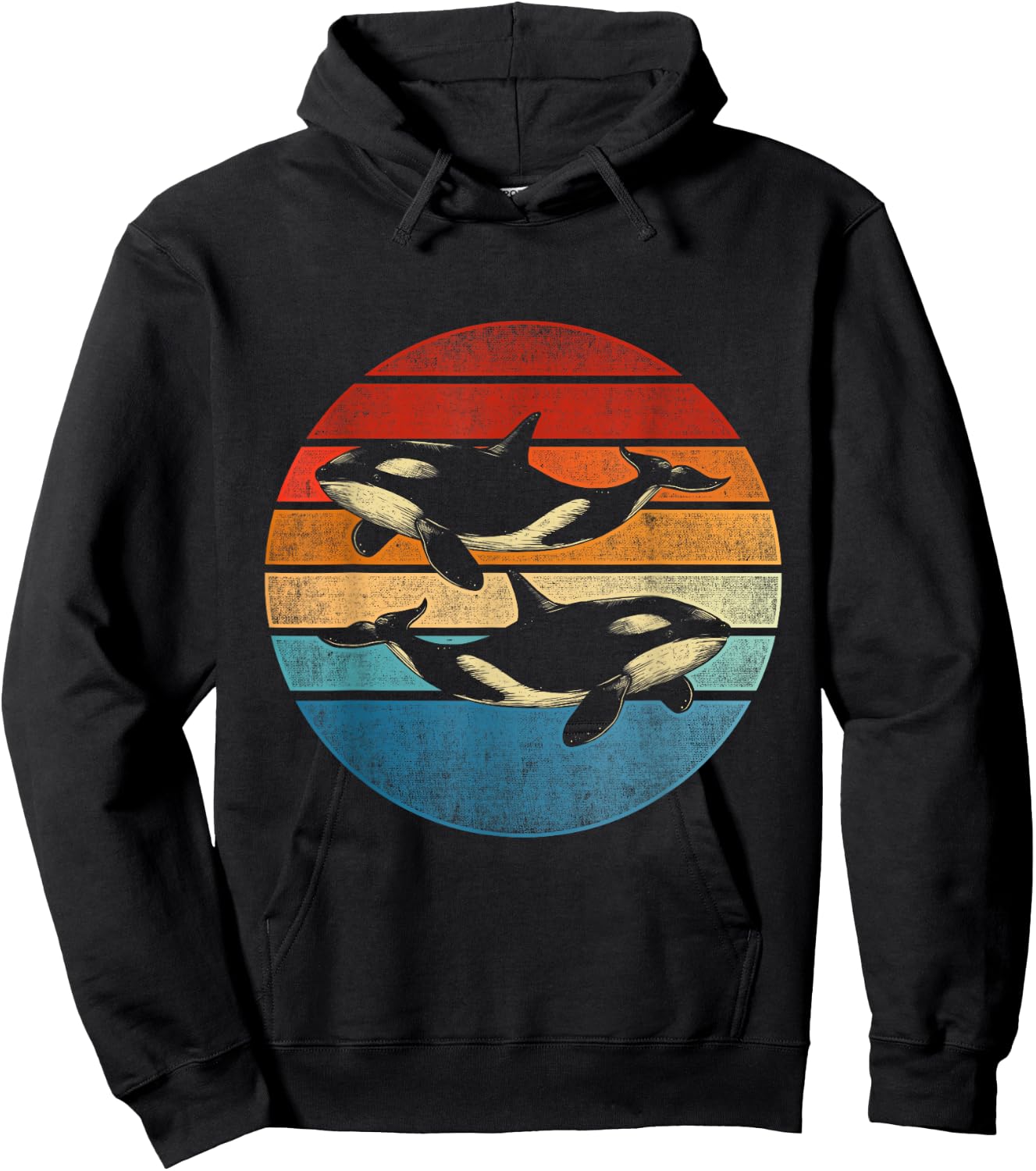 Retro Killer Whale Hoodie - Hoodie | Black