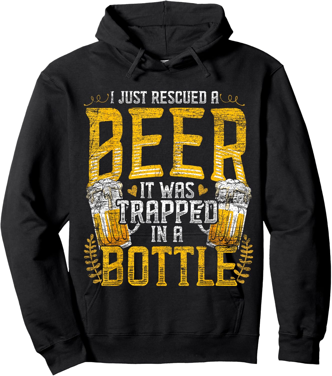 I Just Rescued A Beer It Was Trapped In A Bottle Rescued Hoodie - Hoodie | Black