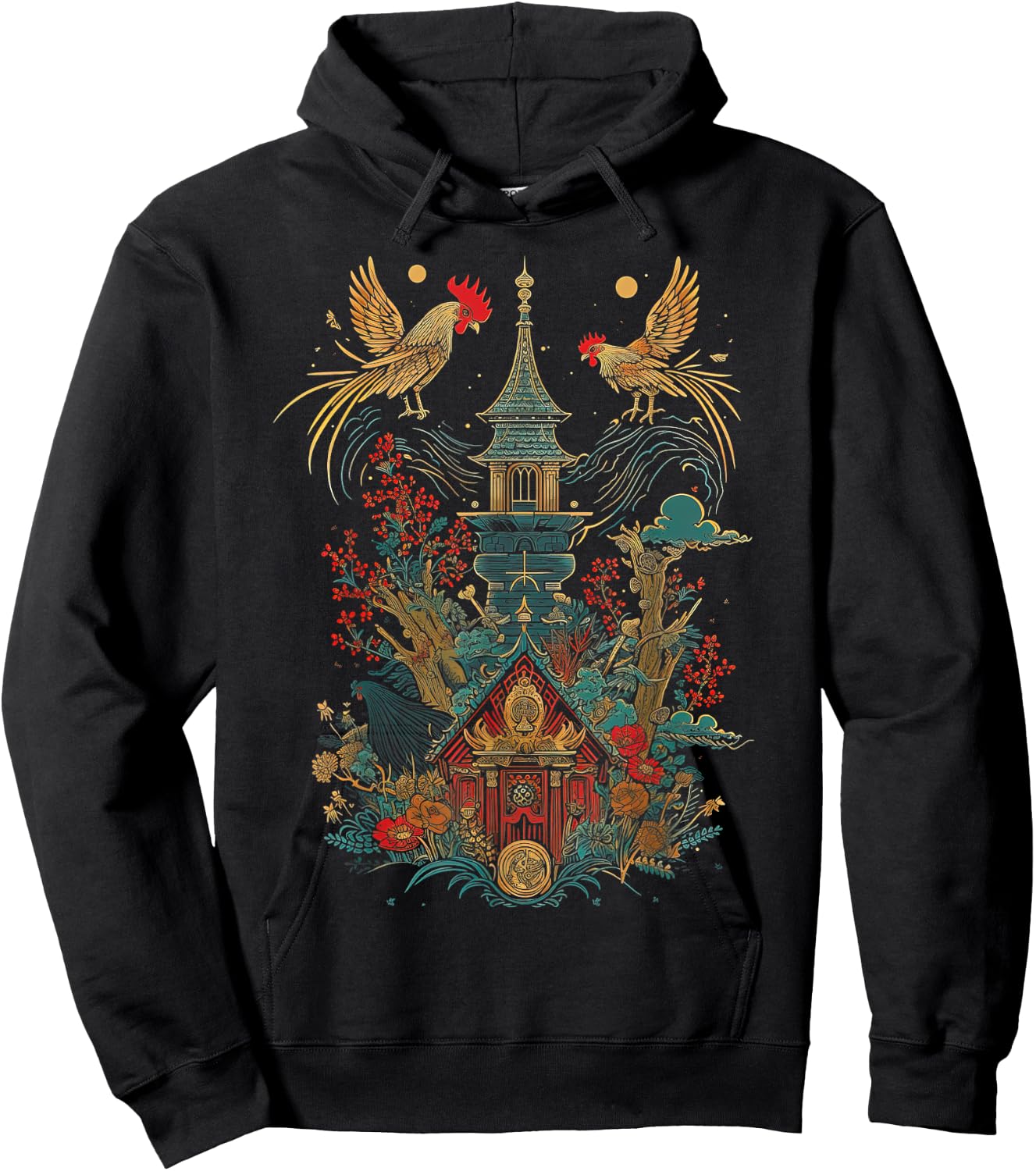 Baba Yaga Russian Folklore Chicken Cabin Design Hoodie - Hoodie | Black
