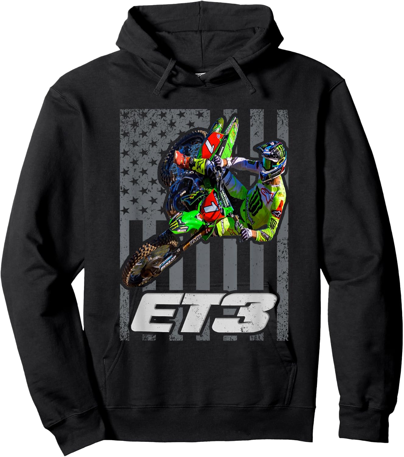 ET3 TOMAC USA Flag 450SX Motocross ET1 Hoodie - Hoodie | Black