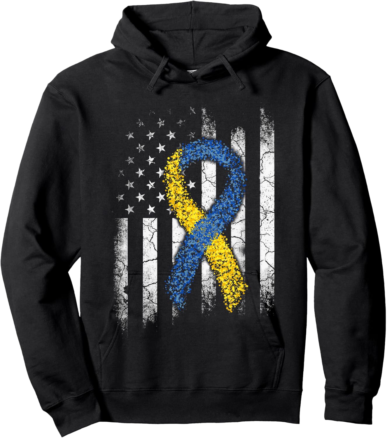 Down Syndrome Awareness US Flag Shirt Dad Mom Down Syndrome Hoodie - Hoodie | Black