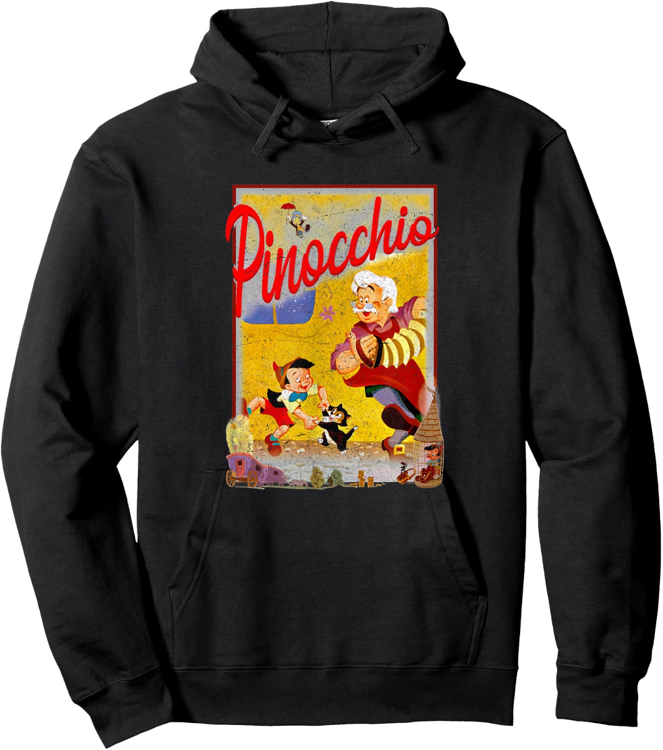 Disney Pinocchio Group Shot Classic Throwback Movie Poster Hoodie - Hoodie | Black