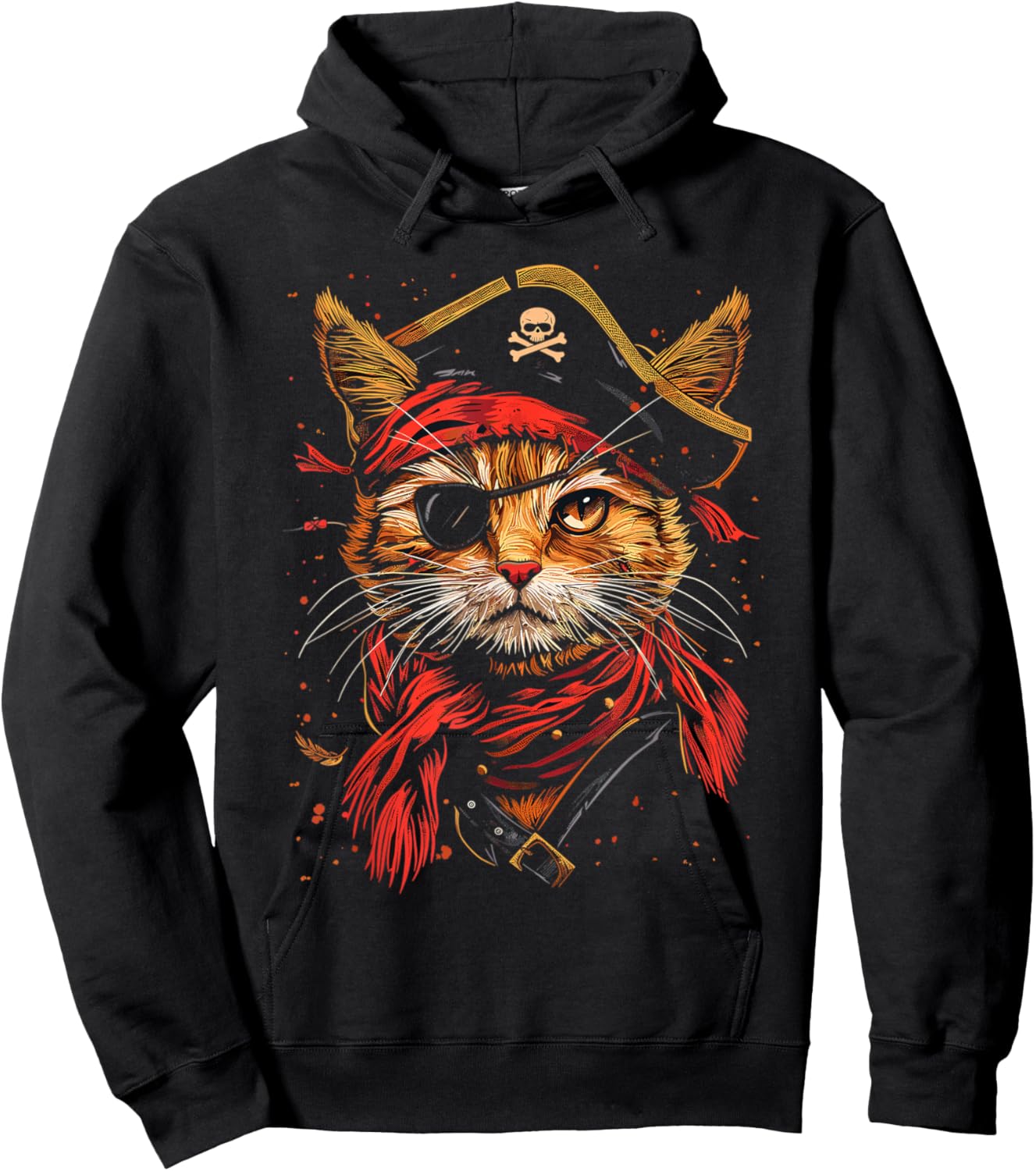 Pirate Cat Funny Halloween Kitten Hoodie - Hoodie | Black