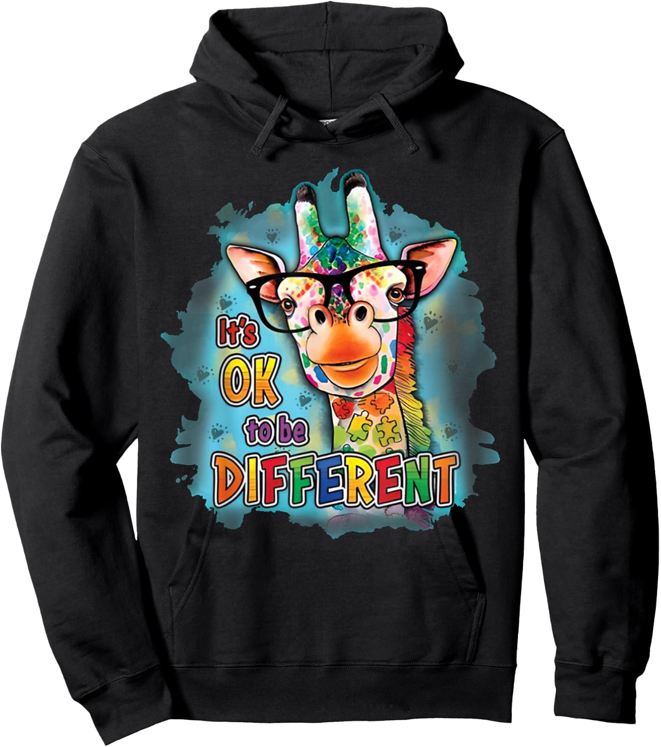 Autism Awareness Its Ok To Be Different Cute Giraffe Animal Hoodie - Hoodie | Black