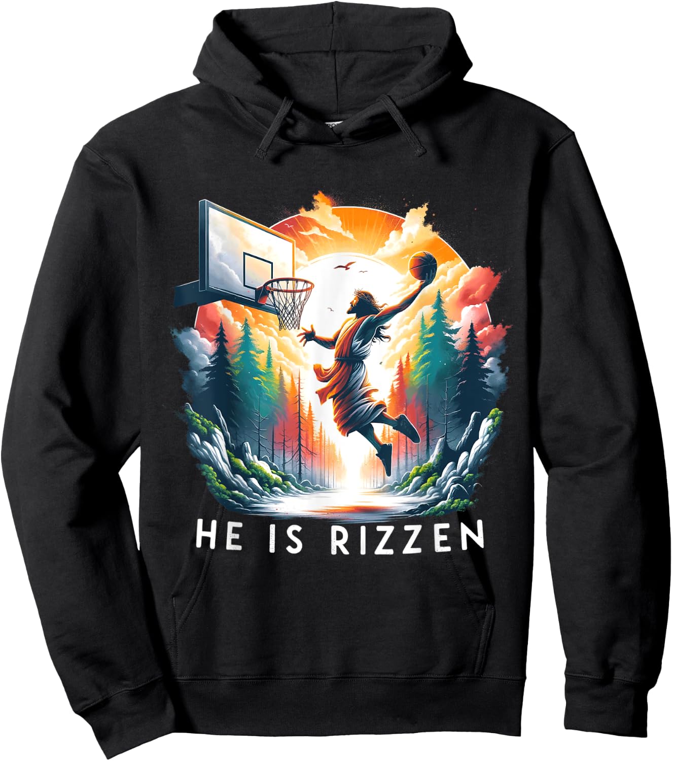 Christian Jesus Basketball He Is Rizzen Jesus Is Rizzen Hoodie - Hoodie | Black