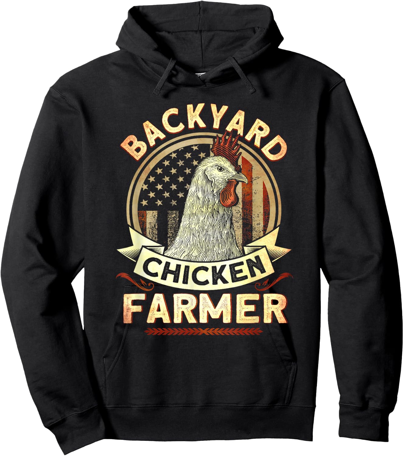 Backyard Chicken Farmer 4th of July USA Flag Hoodie - Hoodie | Black