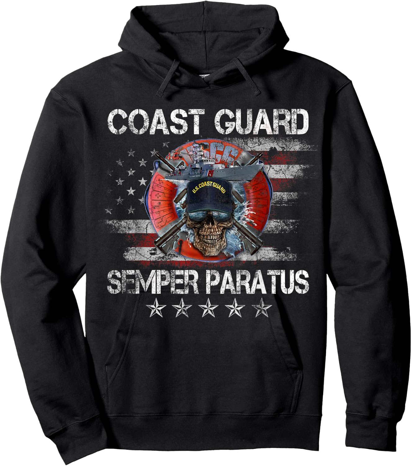 US Coast Guard Semper Paratus T Shirt Vintage USCG Veteran Hoodie - Hoodie | Black