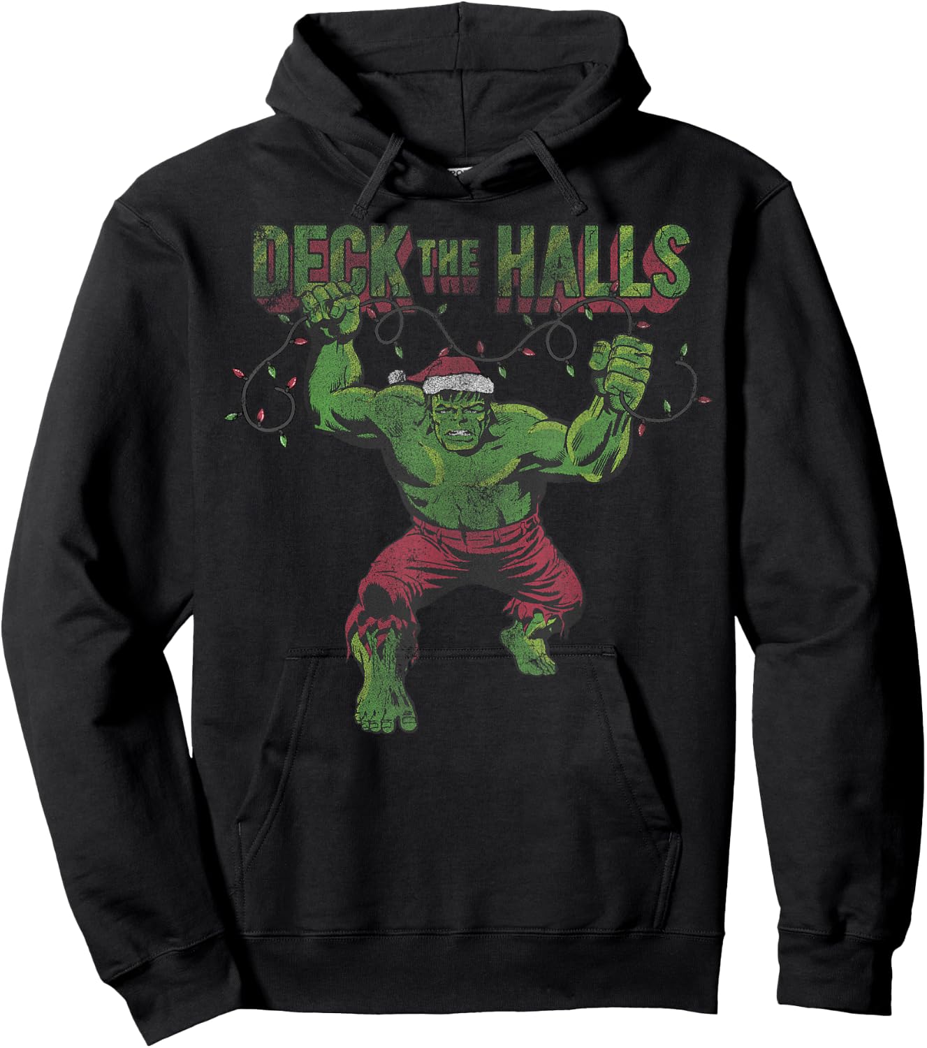 Marvel Christmas Hulk Deck The Halls Portrait Hoodie - Hoodie | Black