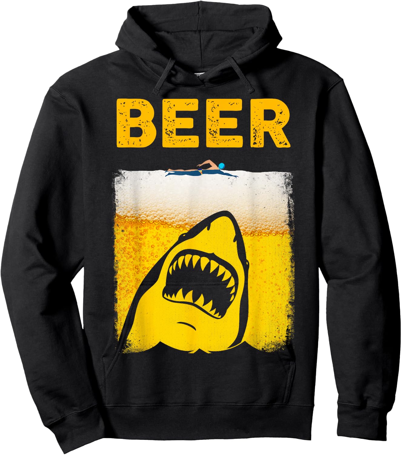 Beer Parody Shark Swimmer Great Funny Gift Beer Lovers Hoodie - Hoodie | Black