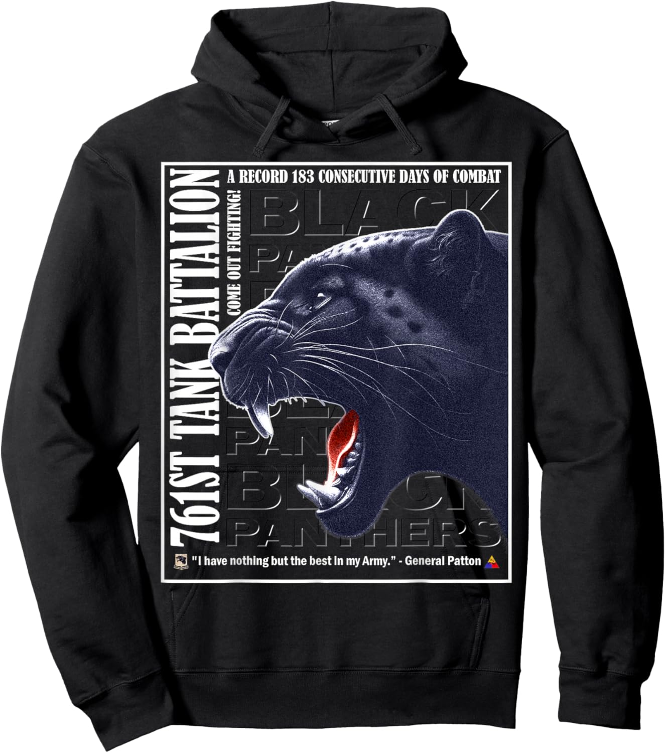 761st Tank Battalion Black Panthers WWII Valor Hoodie - Hoodie | Black