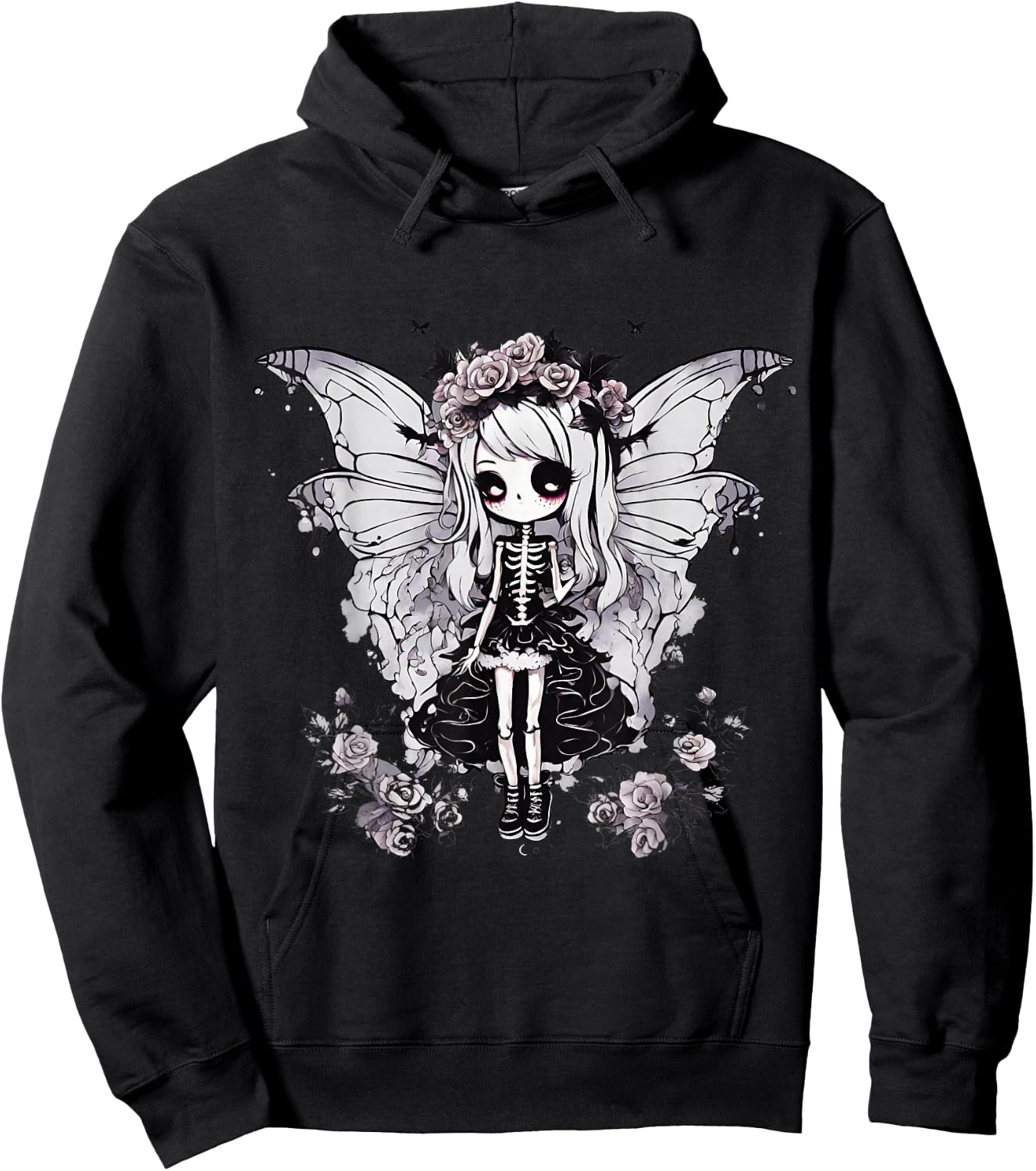 Skeleton Fairy Anime Goth Kawaii Hoodie - Hoodie | Black
