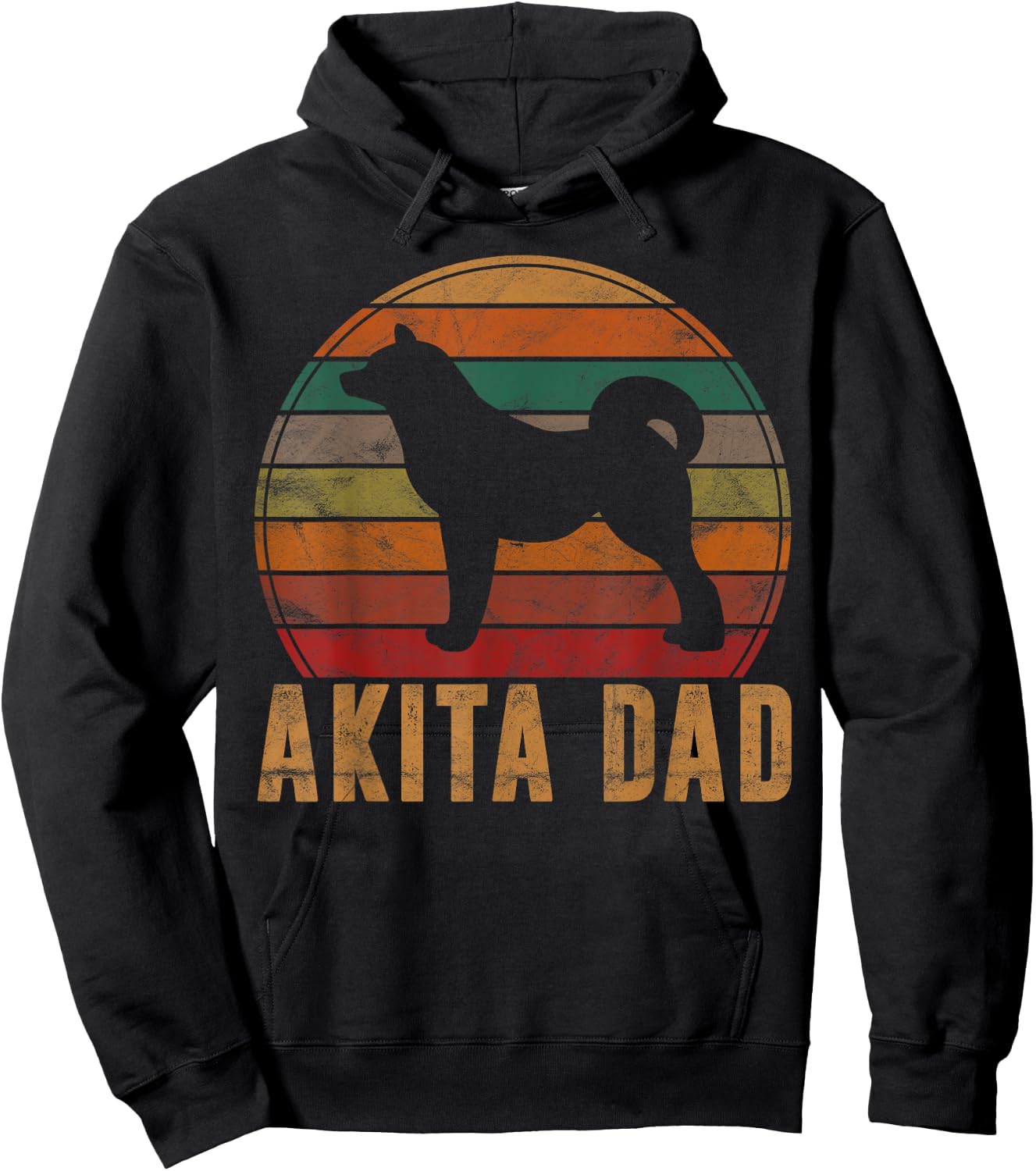 Retro Akita Dad Gift Akita Daddy Dog Owner Pet Father Hoodie - Hoodie | Black
