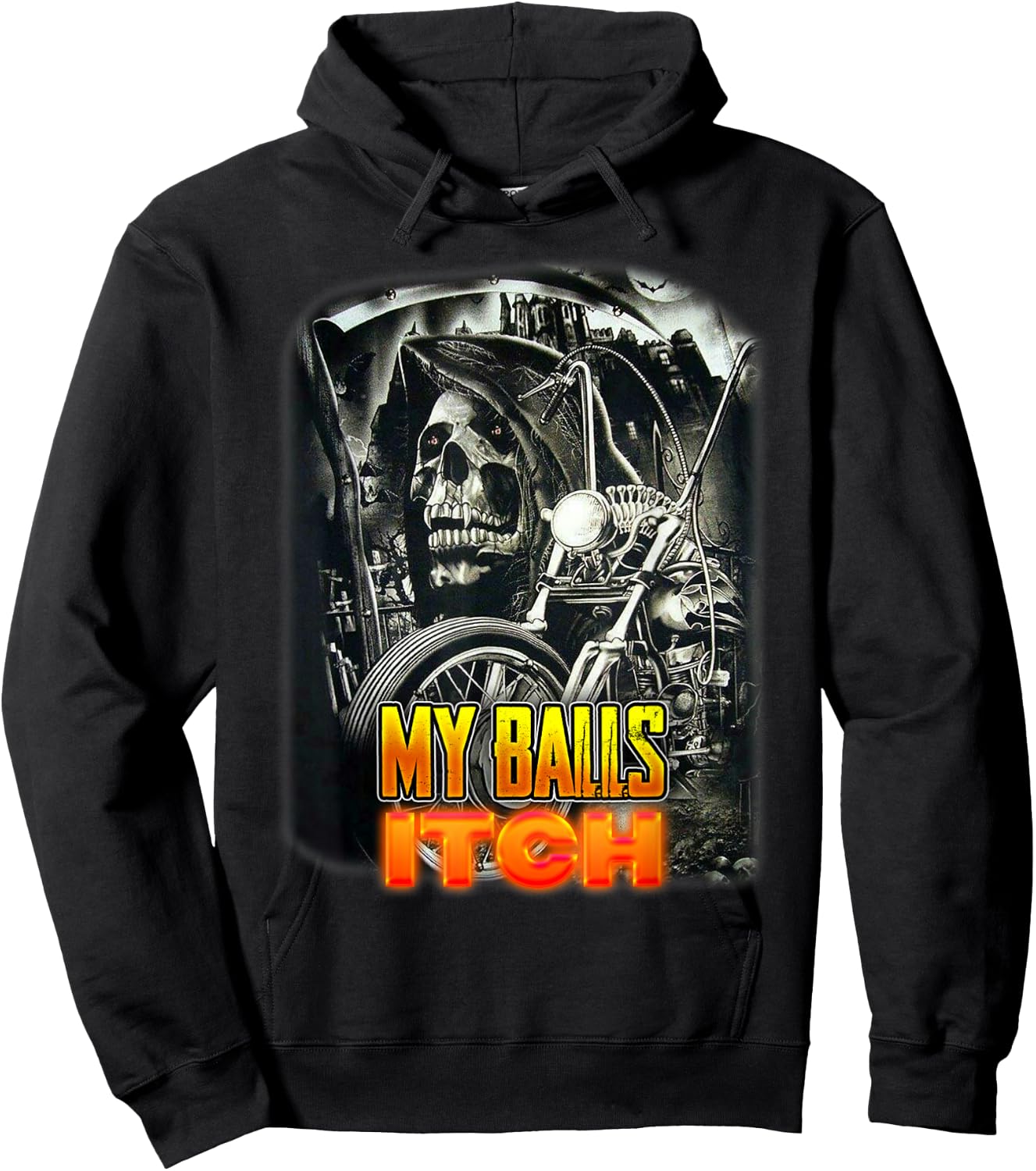 My Balls Itch Grim Reaper Death Skeleton Motorcycle Hoodie - Hoodie | Black