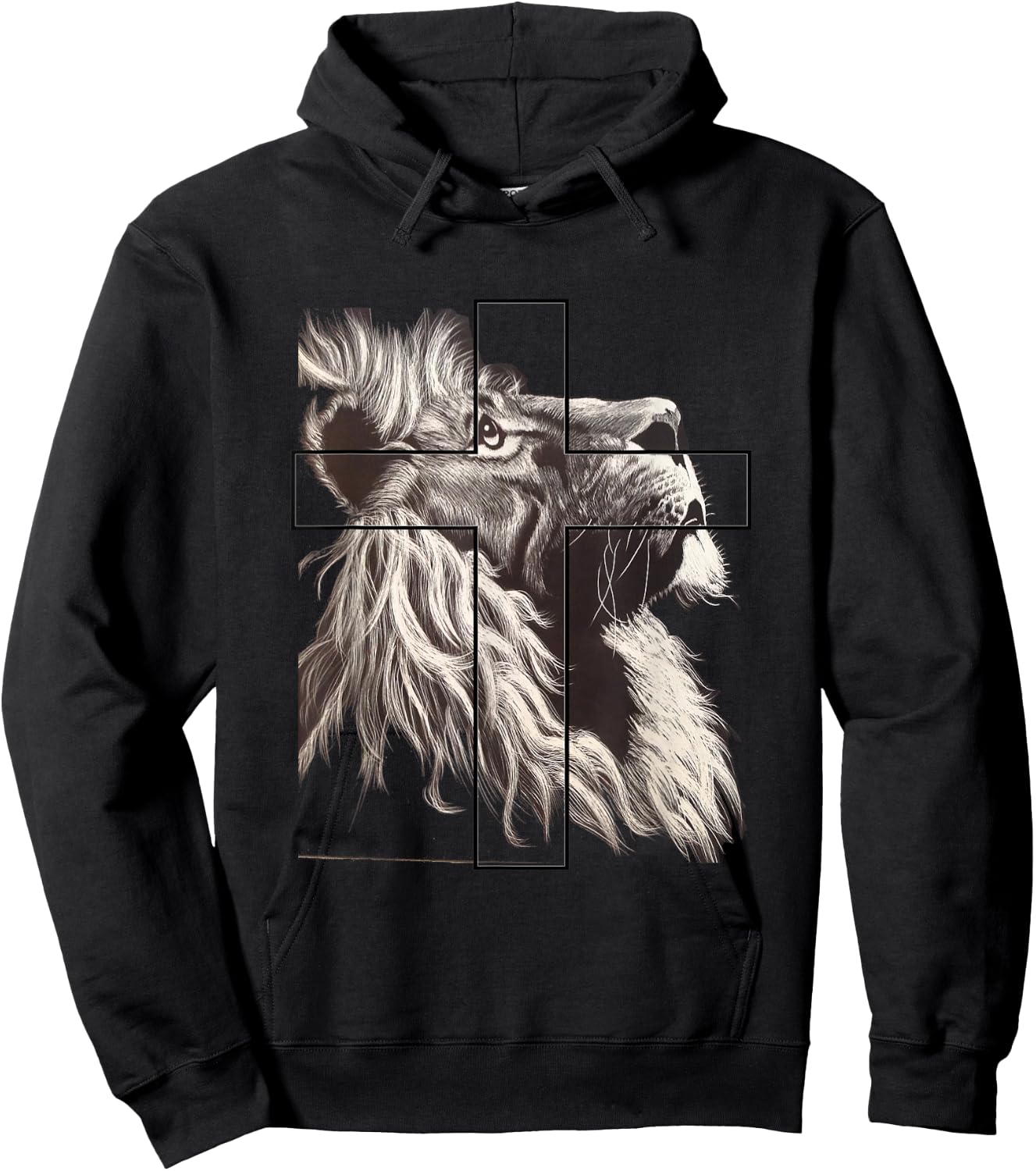 Jesus Lion of Tribe Judah Christian Cross Hoodie - Hoodie | Black