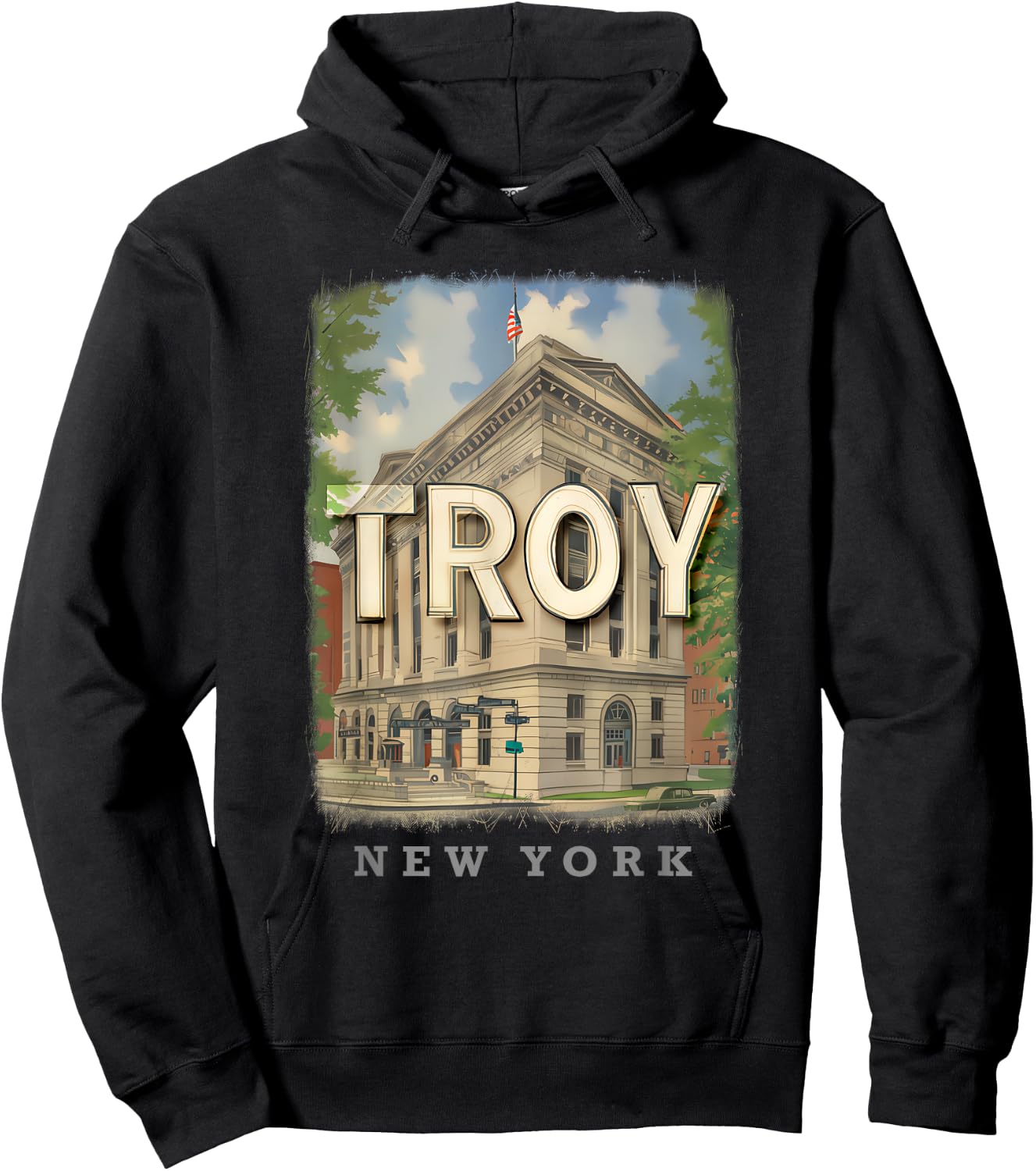 Troy New York NY Historic Architecture SD581 Hoodie - Hoodie | Black
