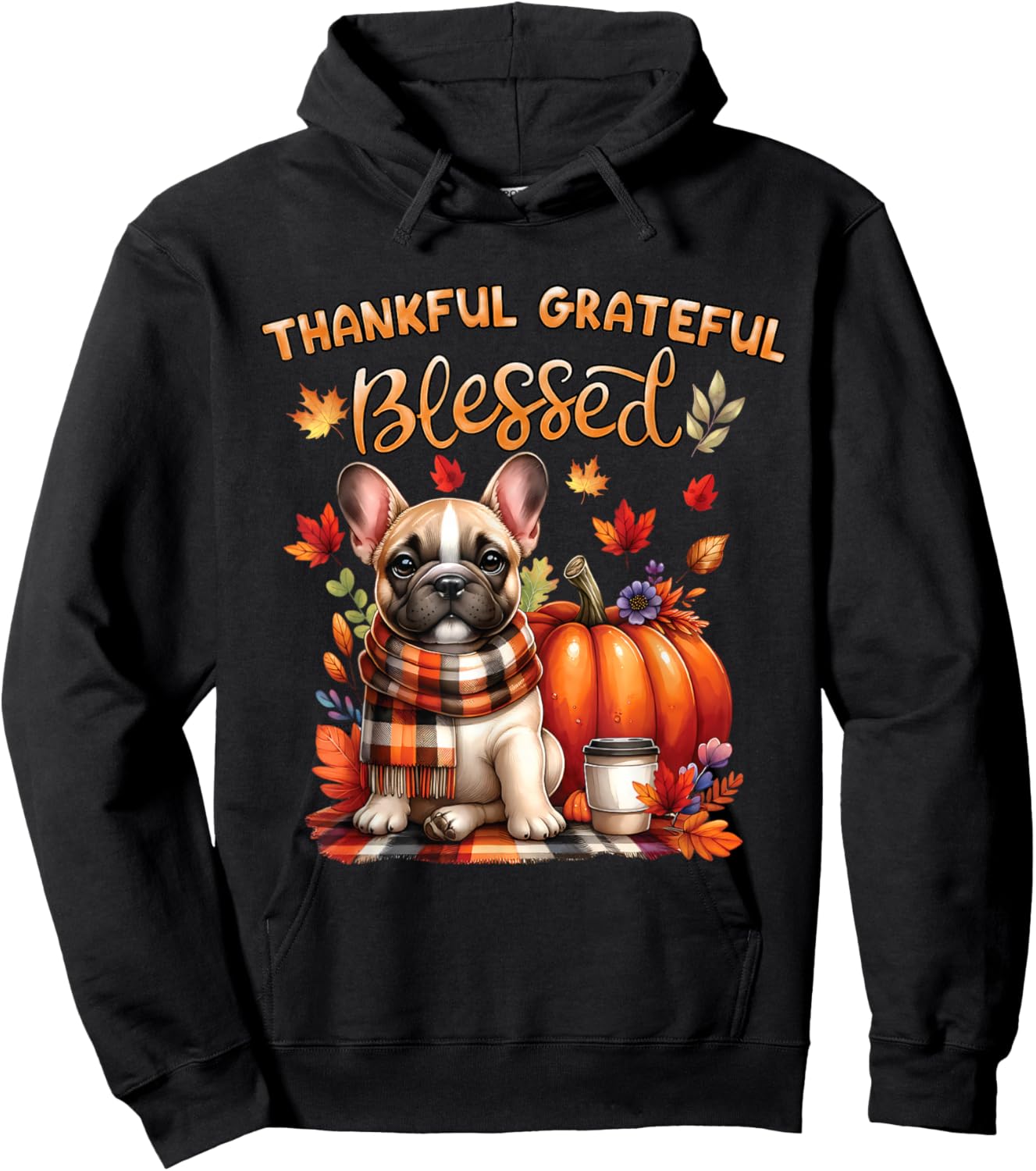 French Bulldog Lovers Pumpkin spice Happy Fall Y'all Autumn Hoodie - Hoodie | Black