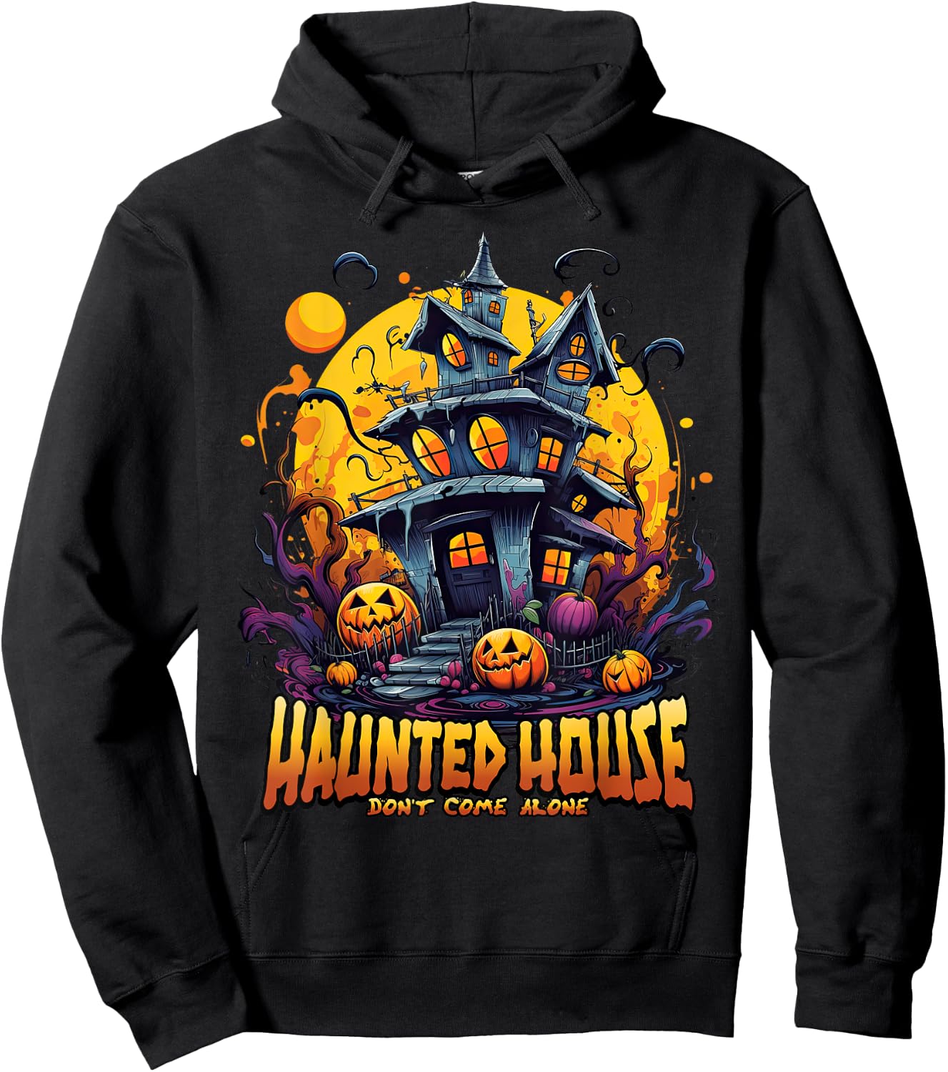 Haunted House Don't Come Alone - Scary Moonlit Pumpkins Kids Hoodie - Hoodie | Black